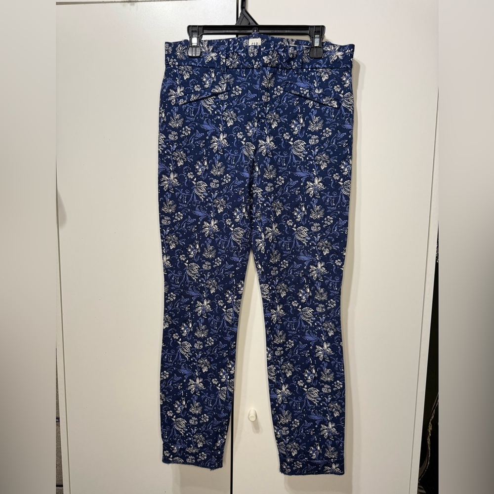GAP Navy Floral Skinny Ankle Pants